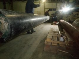 Футеровка валов длиной 7200, диаметром 370 для полимерного производства