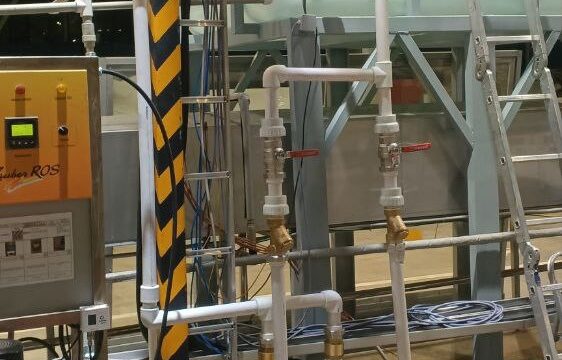 система орошения и пожаротушения над линией производства утеплителя из пенополистирола