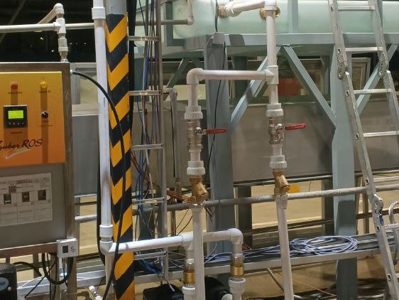 система орошения и пожаротушения над линией производства утеплителя из пенополистирола